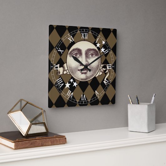 ノスタルジックヴィンテージスチームパンクファンタジー スクエア壁時計 (オフィス)