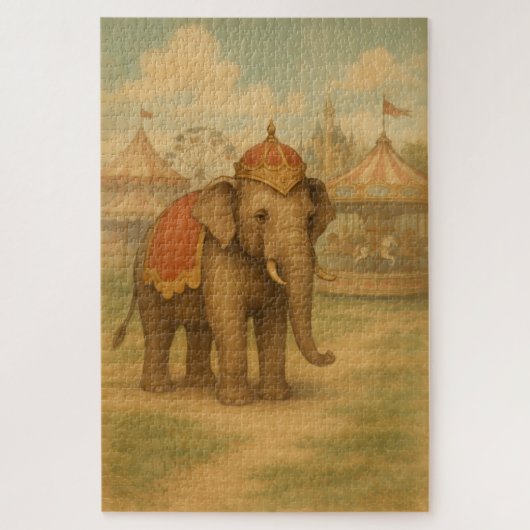 ノスタルジックヴィンテージフェアグラウンドエレファント ジグソーパズル (縦)