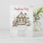 ノスタルジックヴィンテージホリデーコテージクリスマスパーティー 招待状 (スタンド正面)