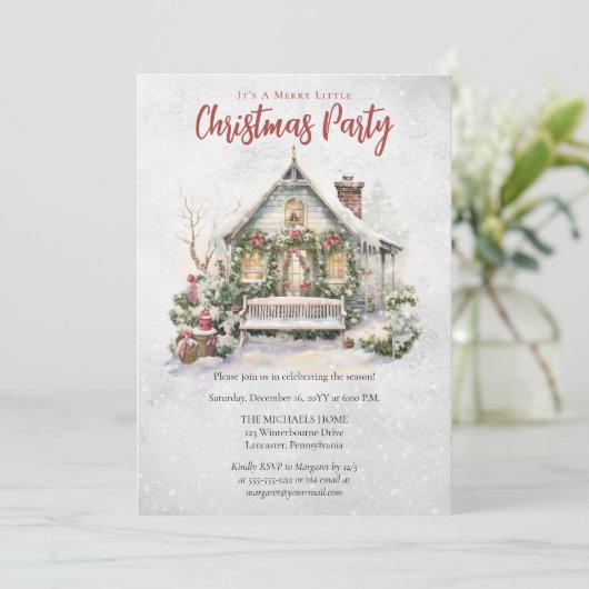 ノスタルジックヴィンテージホリデーコテージクリスマスパーティー 招待状 (スタンド正面)