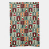 ノスタルジックヴィンテージホリデーパッチワークキルト キッチンタオル (縦)