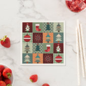 ノスタルジックヴィンテージホリデーパッチワークキルト スタンダードカクテルナプキン (インサイチュ)