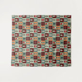 ノスタルジックヴィンテージホリデーパッチワークキルト タペストリー (正面(横))