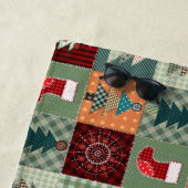 ノスタルジックヴィンテージホリデーパッチワークキルト ビーチタオル (インサイチュ)