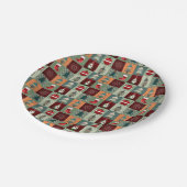 ノスタルジックヴィンテージホリデーパッチワークキルト ペーパープレート (アングル)