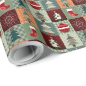 ノスタルジックヴィンテージホリデーパッチワークキルト ラッピングペーパー (ロールコーナー)