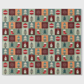 ノスタルジックヴィンテージホリデーパッチワークキルト ラッピングペーパー (フラット)