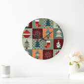 ノスタルジックヴィンテージホリデーパッチワークキルト ラージ壁時計 (ホーム)