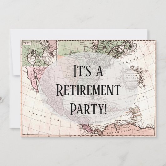 ノスタルジックヴィンテージマップオブアメリカ退職パーティー 招待状 (正面)
