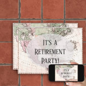 ノスタルジックヴィンテージマップオブアメリカ退職パーティー 招待状