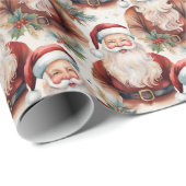 ノスタルジックヴィンテージルックサンタスクリスマスホリデイ ラッピングペーパー (ロールコーナー)