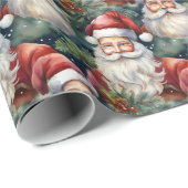 ノスタルジックヴィンテージルックサンタスクリスマスホリデイ ラッピングペーパー (ロールコーナー)