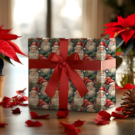 ノスタルジックヴィンテージルックサンタスクリスマスホリデイ ラッピングペーパー
