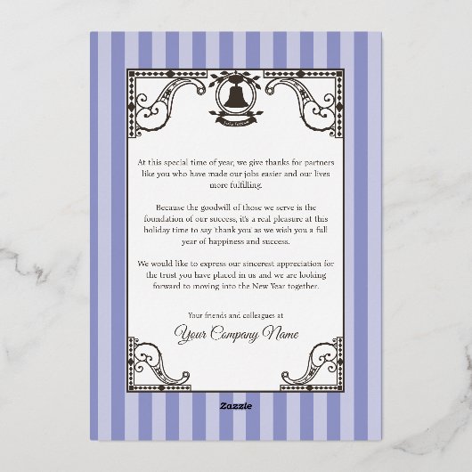 ノスタルジック企業のロゴブルー金ゴールドクリスマス 箔シーズンカード (裏面)