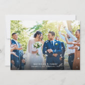 ノスタルジック型フルブリードとフォトストリップ結婚ズ サンキューカード (正面)