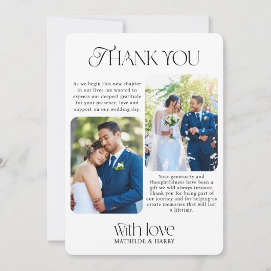ノスタルジック型ラウンドコーナー3写真結婚ズ サンキューカード (正面)