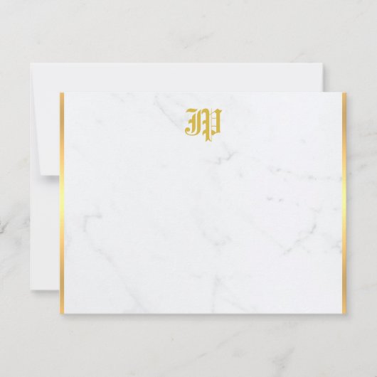 ノスタルジック書型型金ゴールドモノグラム大理石 ノートカード (正面)