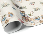 ノスタルジック素朴ヴィンテージクリスマスかわいい動物 ラッピングペーパー (ロールコーナー)