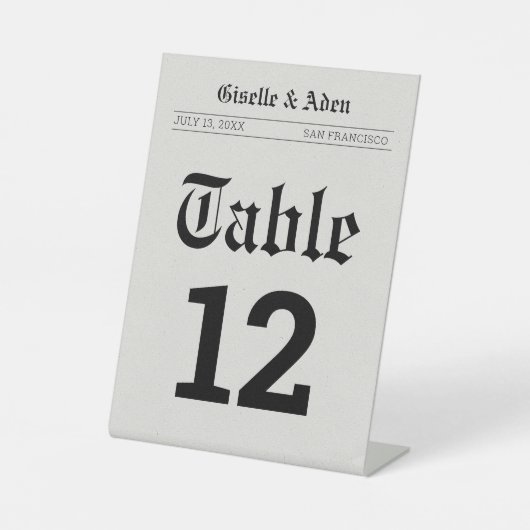 ノスタルジック結婚な新聞のテーブル番号 台座サイン (正面)