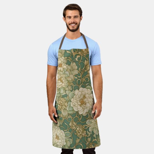 ノスタルジック花模様インヴィンテージハウス エプロン (着用した状態)