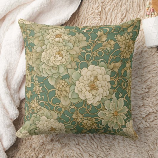 ノスタルジック花模様インヴィンテージハウス クッション (ブランケット)