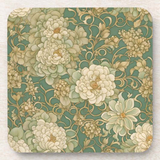 ノスタルジック花模様インヴィンテージハウス コースター (正面)