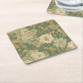 ノスタルジック花模様インヴィンテージハウス スクエアペーパーコースター (アングル)