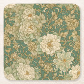ノスタルジック花模様インヴィンテージハウス スクエアペーパーコースター (正面)