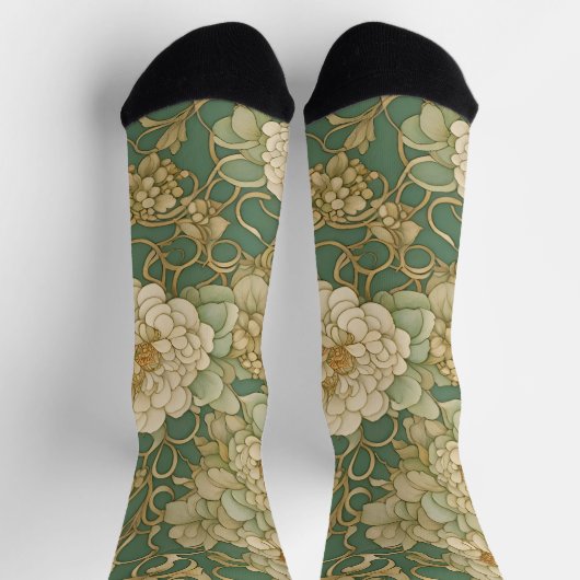 ノスタルジック花模様インヴィンテージハウス ソックス (上部)