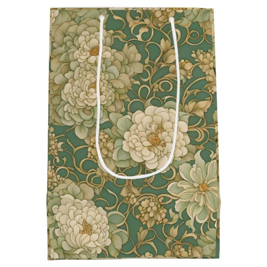 ノスタルジック花模様インヴィンテージハウス ミディアムペーパーバッグ (裏面)