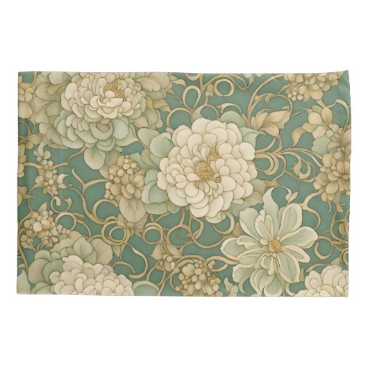 ノスタルジック花模様インヴィンテージハウス 枕カバー (裏面)