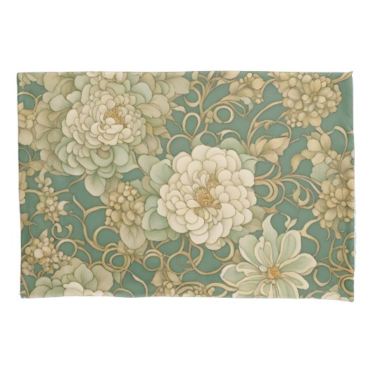 ノスタルジック花模様インヴィンテージハウス 枕カバー (正面)