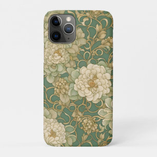 ノスタルジック花模様インヴィンテージハウス iPhone 11 PROケース