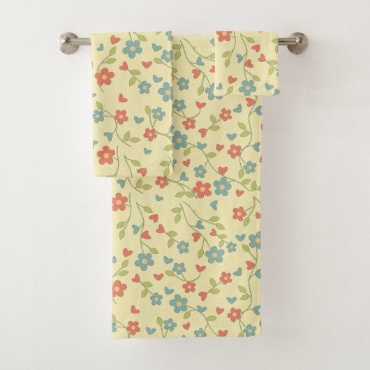 ノスタルジック花模様バスルームタオルのセット バスタオルセット (インサイチュ)