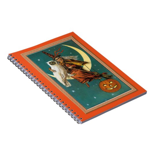 ノスタルジック ハッピー ハロウィン 魔女とフクロウ ノートブック (右側)