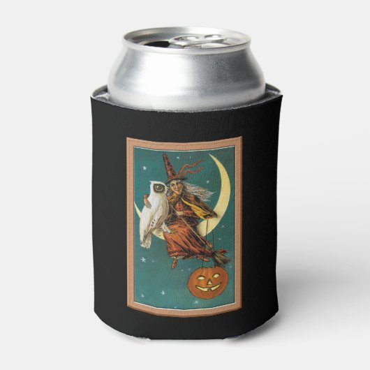 ノスタルジック ハッピー ハロウィン 魔女とフクロウ 缶クーラー (缶正面)