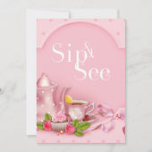 ノスタルジック ピンク ティーパーティー シップ アンド シー ベビーシャワー 招待状 (正面)