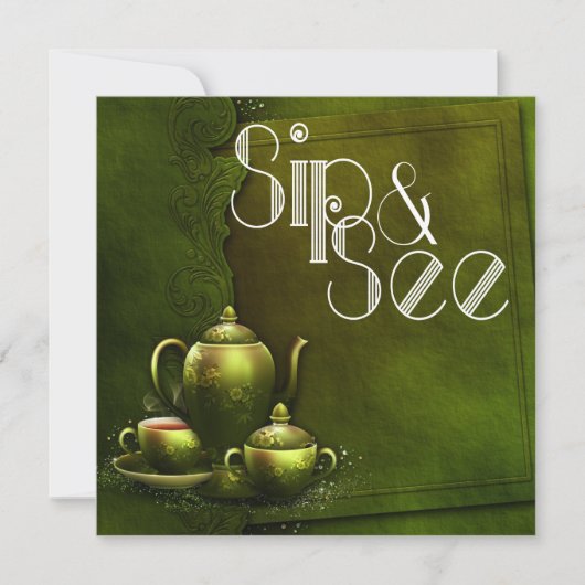 ノスタルジック フォレスト ティータイム シップ アンド シー ベビーシャワー 招待状 (正面)