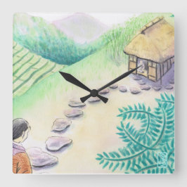 ノス日本のタルジック「ふるさと」ホーム スクエア壁時計