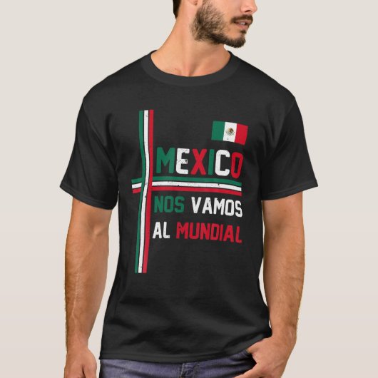 ノス・バモス・アル・ムンディアルメキシコ国旗サッカーM Tシャツ (正面)