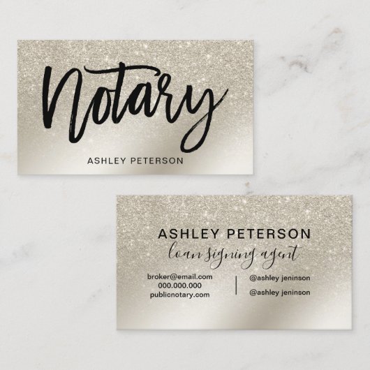 ノタリーパールグリッターアイボリー勾グラデーション配金属 名刺 (正面/裏面)