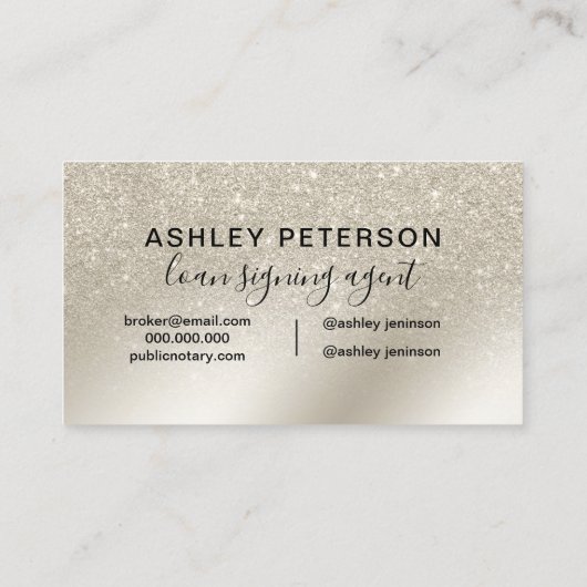 ノタリーパールグリッターアイボリー勾グラデーション配金属 名刺 (裏面)