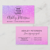 ノタリーロゴタイポグラフィパープルピンクグリッター 名刺 (正面/裏面)