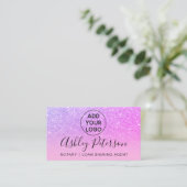 ノタリーロゴタイポグラフィパープルピンクグリッター 名刺 (スタンド正面)