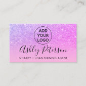 ノタリーロゴタイポグラフィパープルピンクグリッター 名刺 (正面)