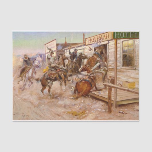 ノッキングなしで、1909年チャールズ・M・ラッセル 薄葉紙 (正面)