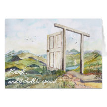 ノックおよびそれは開けられた水彩画の絵画です