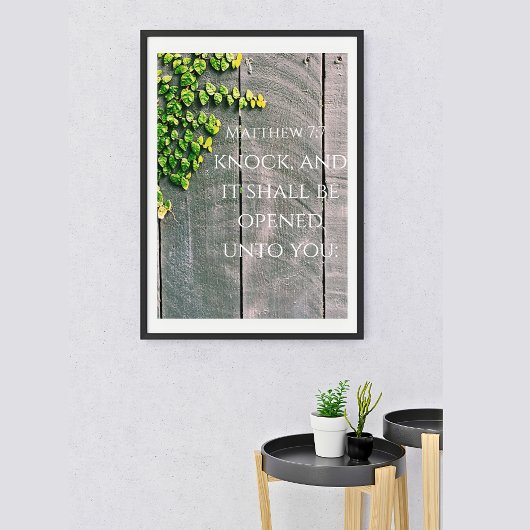 ノックするとドアが開くKJV聖書の聖句 ポスター