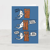 ノックのノックのハロウィンの漫画の幽霊は挨拶をからかいます カード (正面)