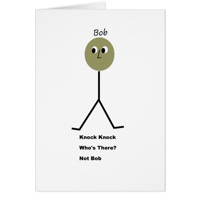 ノックのノック。  だれがそこにいますか。  それはボブではないです (正面)